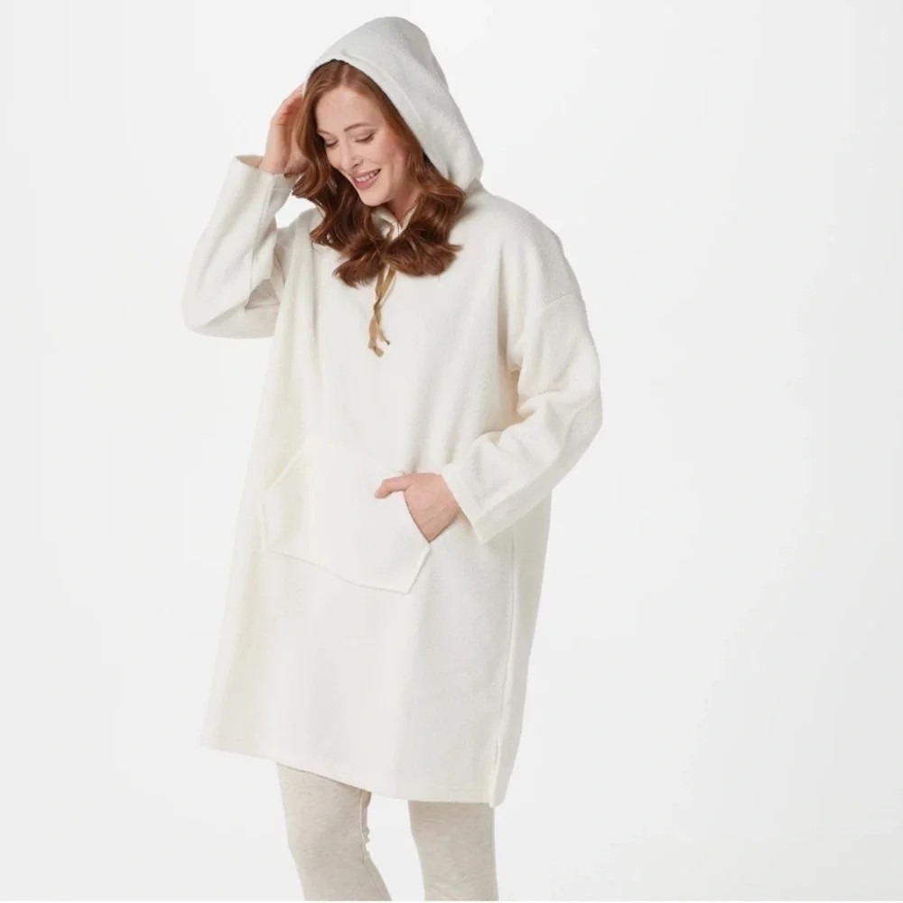 Koolaburra by UGG 1X Cream Long Sherpa Plush‎ Hoodie Pullover Loungewear Coverup